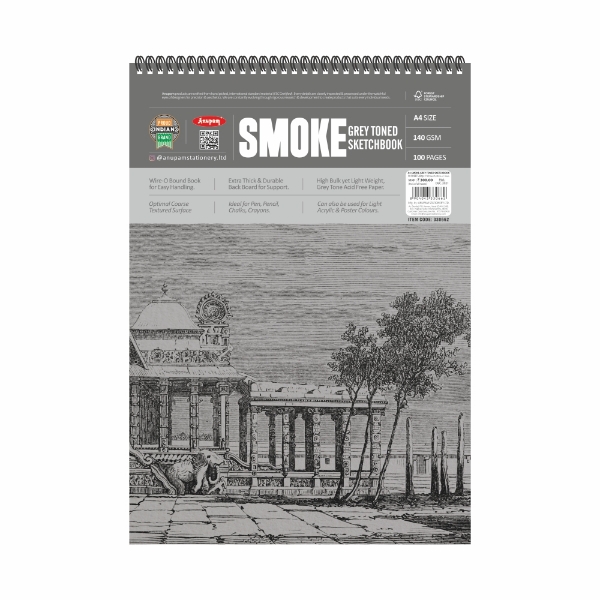 Picture of Anupam Smoke Grey Toned Sketchbook - A4 100 Sheets (140GSM)