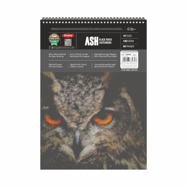 Picture of Anupam Ash Black Toned Sketchbook - A5 80 Sheets (180GSM)