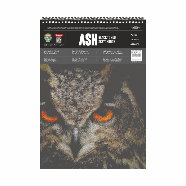 Picture of Anupam Ash Black Toned Sketchbook - A3 40 Sheets (180GSM)