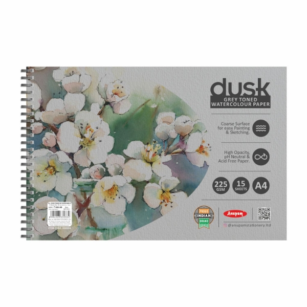 Picture of Anupam Dusk Grey Toned Watercolour Sketchbook - A4 15 Sheets (225GSM)   