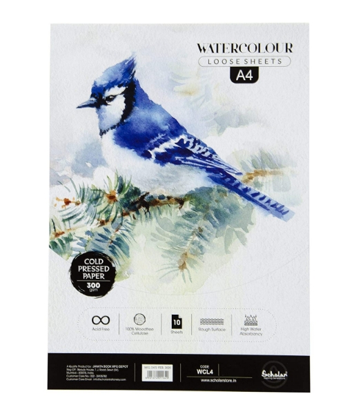 Picture of Scholar A4 Watercolour Loose Sheets 300 Gsm Cold Pressed  