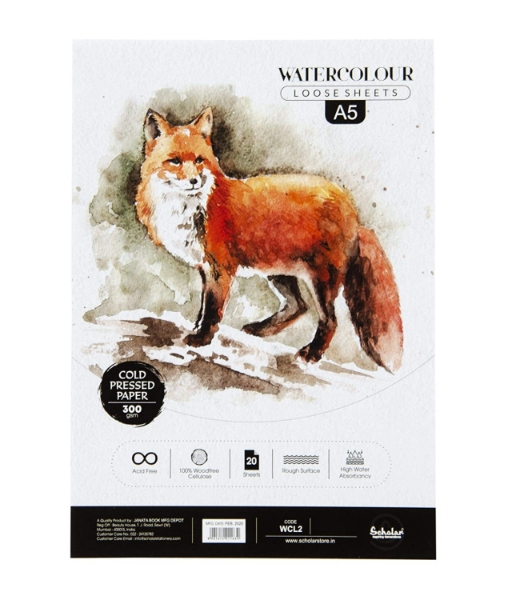 Picture of Scholar A5 Watercolour Loose Sheets 300 Gsm Cold Pressed  