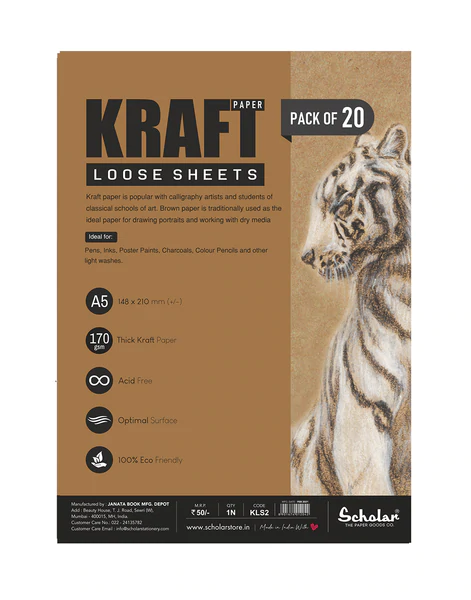 Picture of Scholar A5 170GSM Kraft Paper Loose Sheets Pack of 20 
