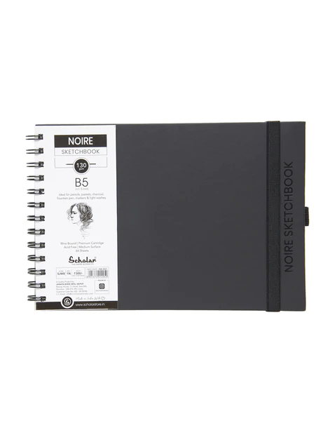 Picture of Scholar 130Gsm B5 Noire Sketchbook Wiro 64 sheets (Landscape)