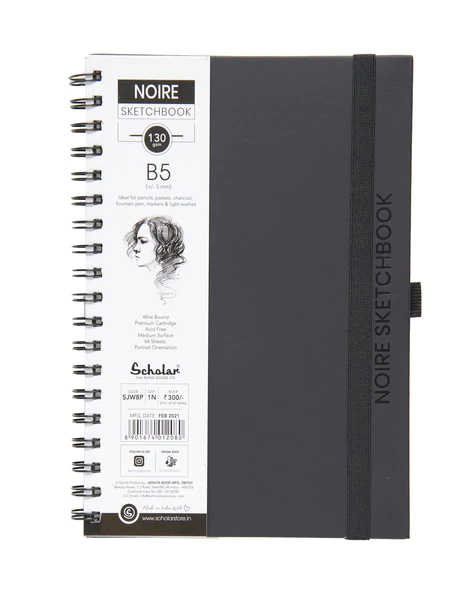 Picture of Scholar 130Gsm B5 Noire Sketchbook Wiro 64 sheets (Portrait) 