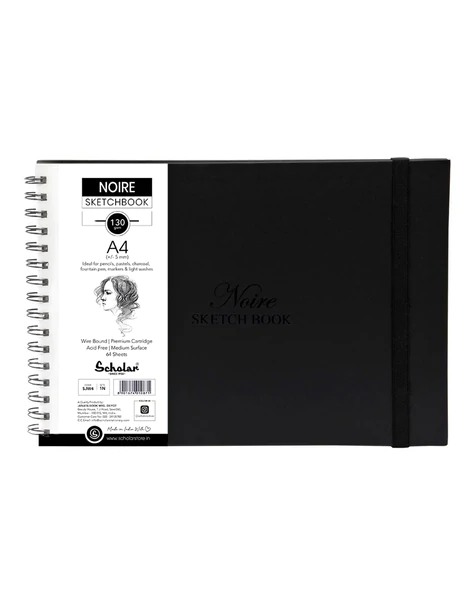 Picture of Scholar 130Gsm A4 Noire Sketchbook Wiro 64 sheets 