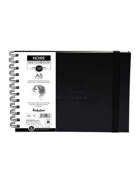 Picture of Scholar 130Gsm A5 Noire Sketchbook Wiro 64 sheets