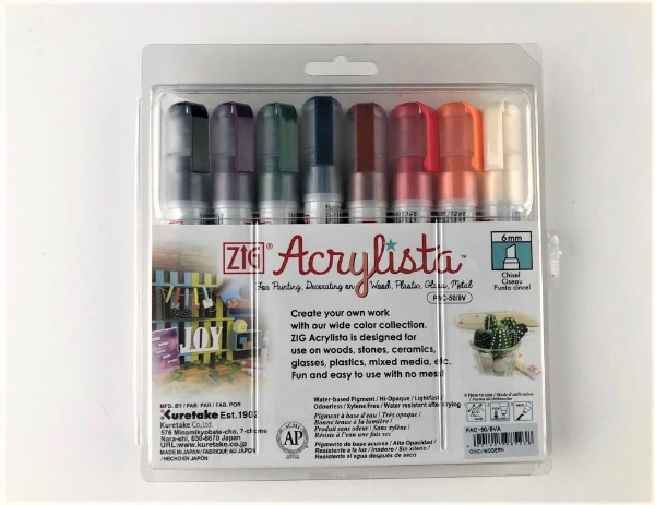 Picture of Zig Acrylista Chisel Tip Marker 6mm Set of 8 -Modern