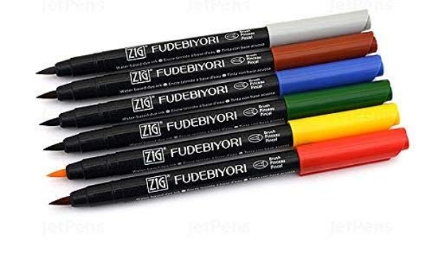 Picture of Zig Fudebiyori Calligraphy Brush Pen Set of  6