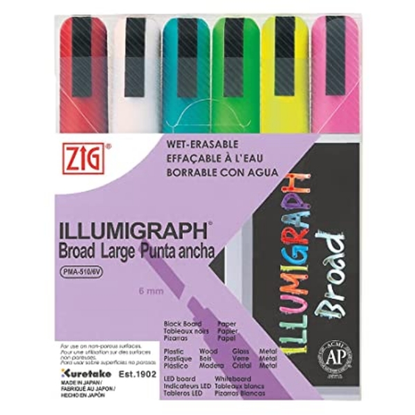 Picture of Zig Illumigraph Broad Large 6mm Marker Set of 6 