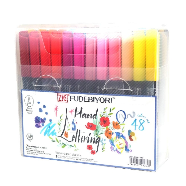 Picture of Zig Fudebiyori Calligraphy Brush Pen Set of 48