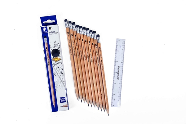 Picture of Staedtler Graphite Pencils Natural - Set of 10 (+1 Ruler)