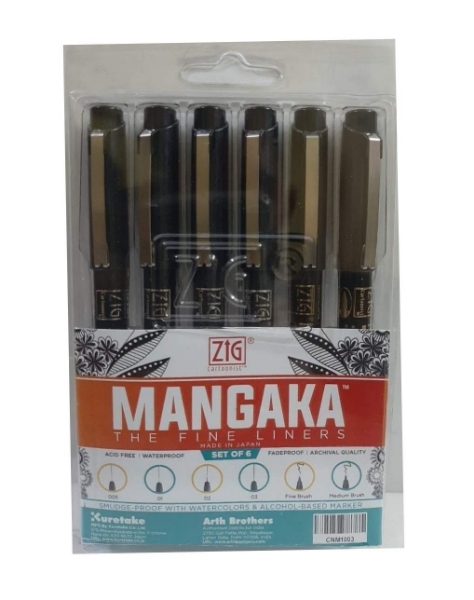 Picture of Zig Mangaka Fineliners Set of 6 - CNM1003
