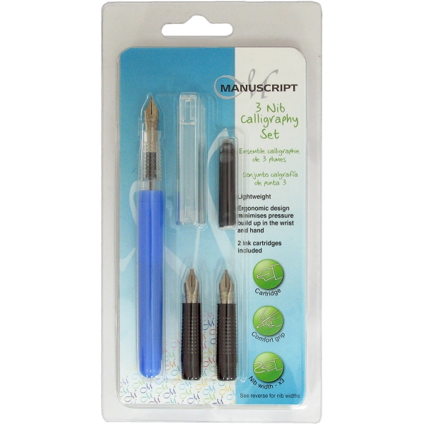 Picture of Manuscript Creative Calligraphy 3 Nib Set - F / M / 2B Blue