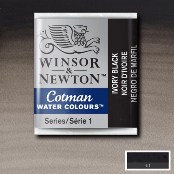 Picture of Winsor & Newton Cotman Water Colour Half Pan Ivory Black(SR-1) 
