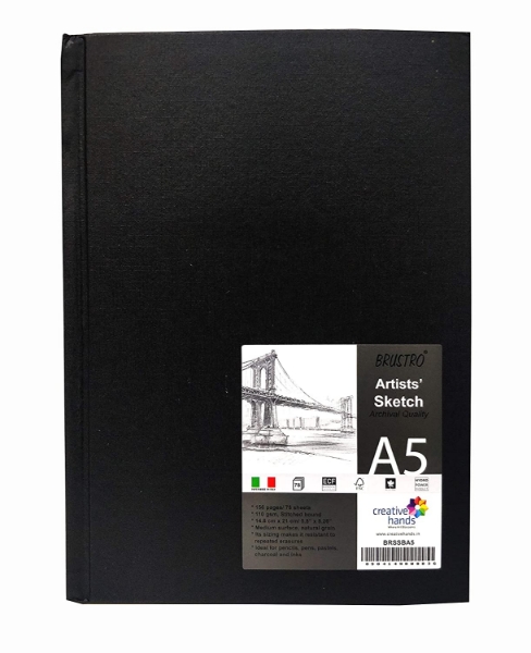 Picture of Brustro Artists Sketch Book A5 110 gsm Portrait - 78 sheets (Stitched Bound)