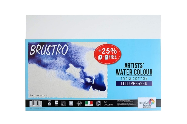 Picture of Brustro Artists Water Colour Paper A3 300Gsm Cold Pressed (4+1 Sheets) 