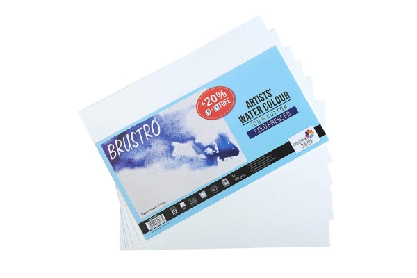 Picture of Brustro Artists Water Colour Paper A4 300Gsm Cold Pressed (5+1 Sheets) 