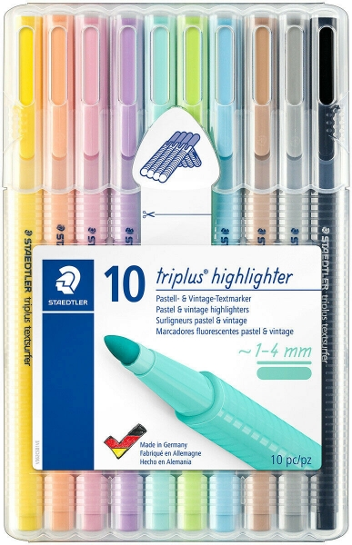 Picture of Staedtler Triplus Highlighter Set of 10 - Pastel & Vintage Shades (1-4mm)