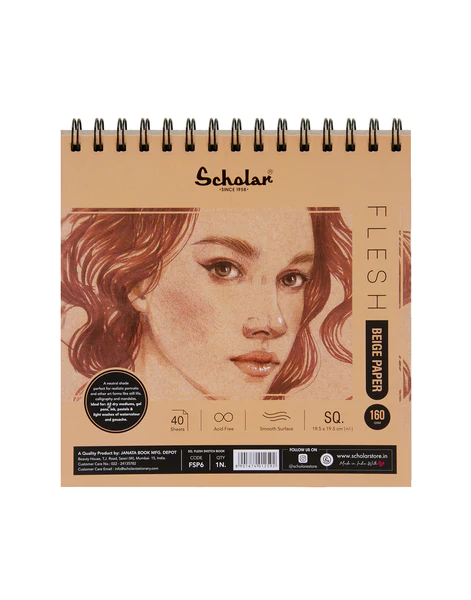 Picture of Scholar Flesh Beige Paper 160 gsm 20x20 - 40 Sheets (Spiral)
