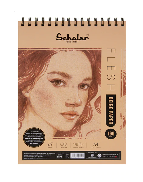 Picture of Scholar Flesh Beige Paper 160 gsm A4 - 40 Sheets (Spiral)
