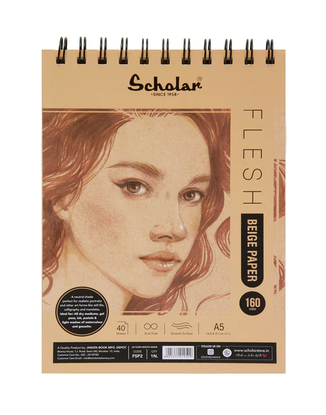 Picture of Scholar Flesh Beige Paper 160gsm A5 - 40Sheets (Spiral)