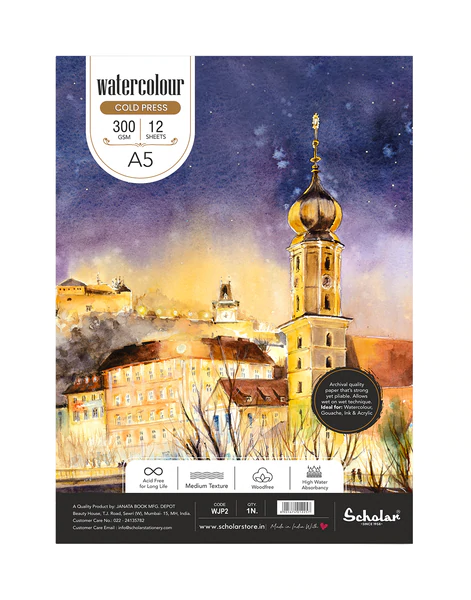 Picture of Scholar Water Colour Pad CP A5 300gsm 12Sheets 