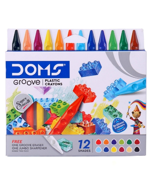 Picture of DOMS GROOVE PLASTIC CRAYONS SET OF 12 SHADES