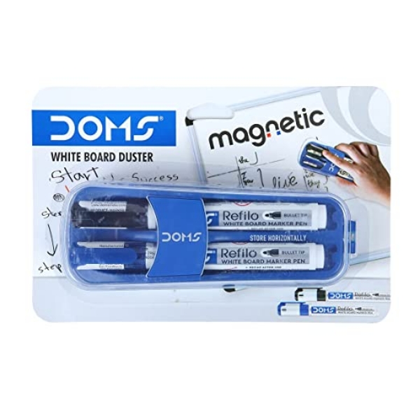 Picture of Doms Magnetic White Board Duster with Marker Pens