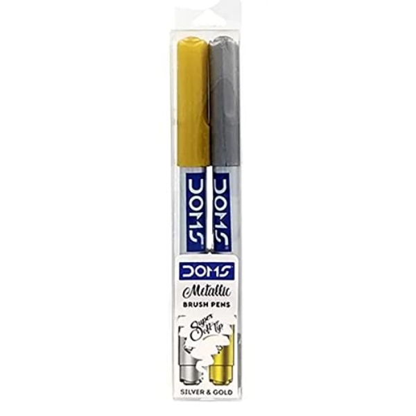 Picture of DOMS METALLIC BRUSH PEN SILVER & GOLD