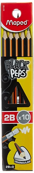 Picture of Maped Black Peps 2B Triangular Pencils, Pack of 10