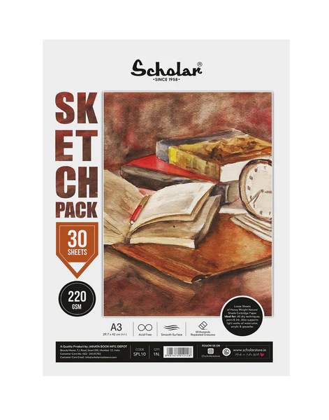 Picture of SCHOLAR SKETCH PACK A3 220 GSM 30SHEETS - SPL10