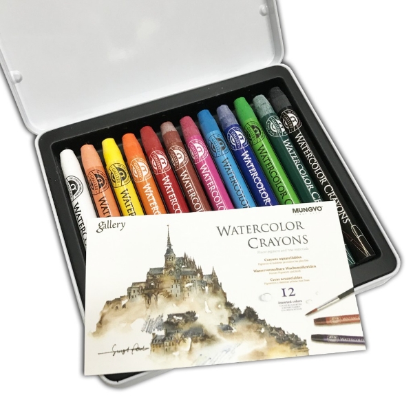 Mungyo Gallery Watercolour Crayons Tin Case - Set of 12  (MAC-12T)