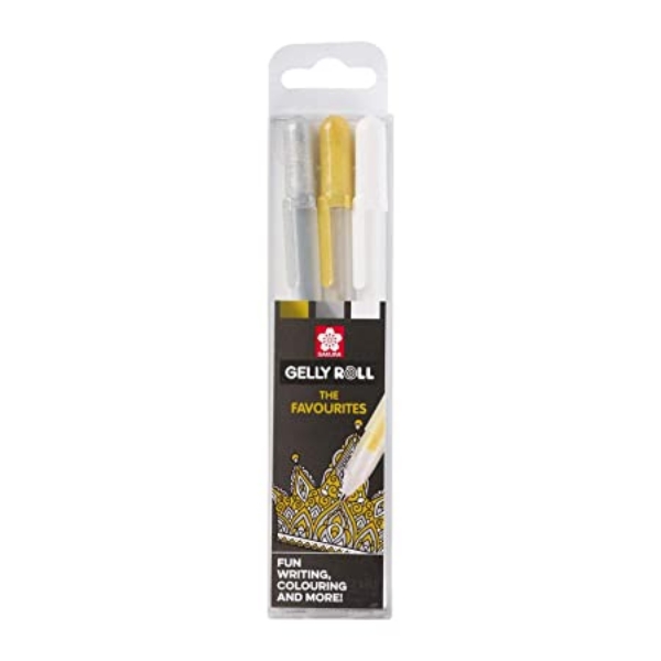 Picture of SAKURA GELLY ROLL METALLIC & WHITE MEDIUM SET OF 3