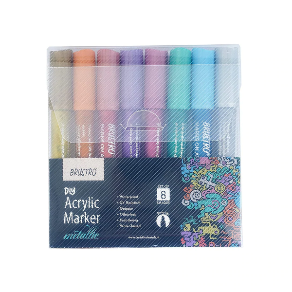 Picture of BRUSTRO DIY ACRYLIC METALLIC MARKER 2MM SET OF 8