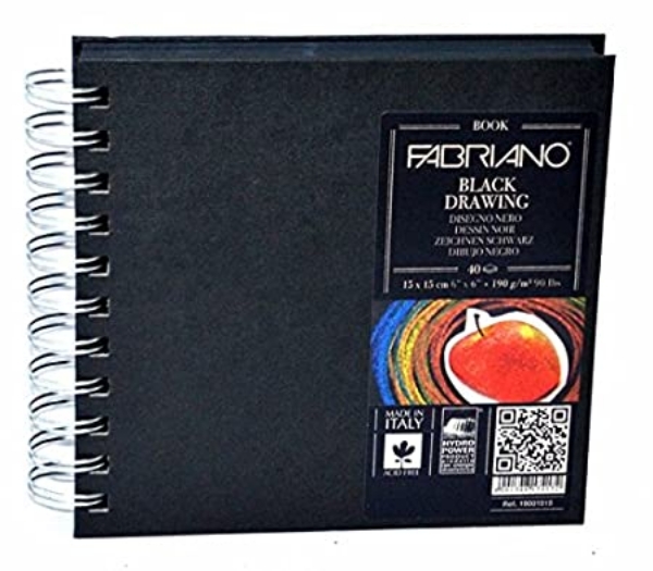 Picture of Fabriano Black Drawing Book Spiral Squared 15x15cm