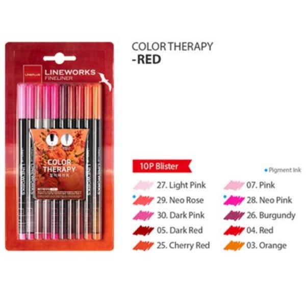 Picture of LINEPLUS COLOR THERAPY FINELINER RED SET OF 10