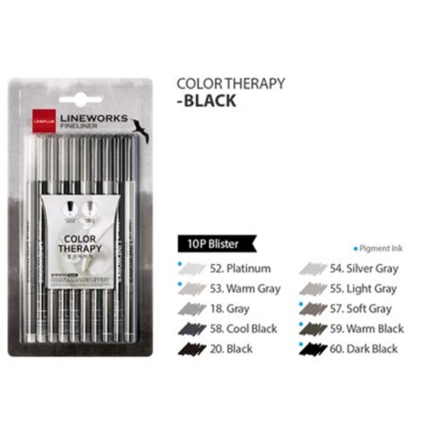 Picture of LINEPLUS COLOR THERAPY FINELINER BLACK SET OF 10