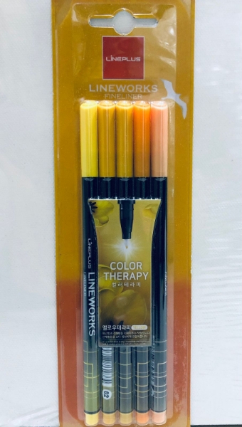 Picture of LINEPLUS COLOR THERAPY FINELINER YELLOW SET OF 5 