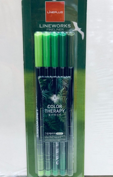 Picture of LINEPLUS COLOR THERAPY FINELINER GREEN SET OF 5