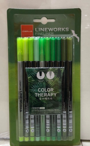 Picture of LINEPLUS COLOR THERAPY FINELINER GREEN SET OF 10