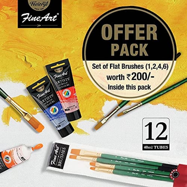Picture of Fevicryl Fine Art Artist Acrylic Colours Kit - Set of 12 (40ml)