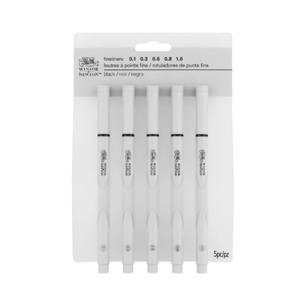 Picture of W&N FINELINER BLACK ASSORTMENT SET OF 5-0290068