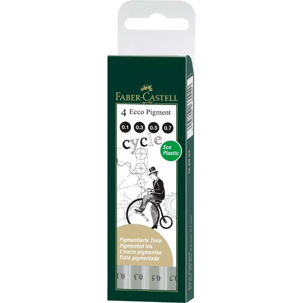 Picture of Faber Castell Ecco Pigment Fineliner Wallet Set of 4 - 166004