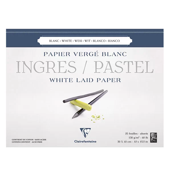 Picture of CLAIREFONTAINE INGRES PASTEL WHITE PAD 130GSM 30x40cm -25Sheets