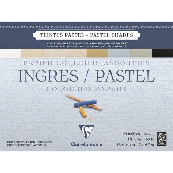 Picture of CLAIREFONTAINE INGRES PASTEL COLOURED PAPERS 130GSM 18X24CM-25Sheets