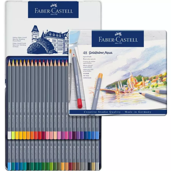 Picture of Faber Castell Goldfaber Aqua Colour Pencil - Tin of 48