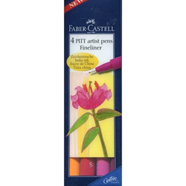Picture of Faber Castell Pitt Artist Pen S Warm Colour - Set of 4