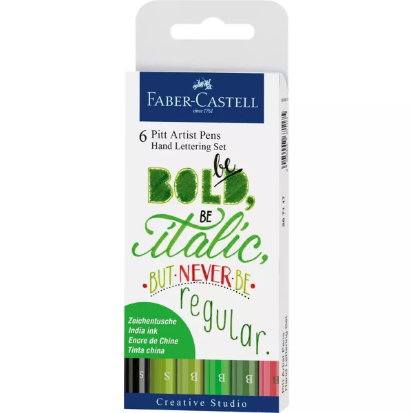 Picture of Faber Castell Pitt Artist Pen Hand Lettering Green - Set of 6