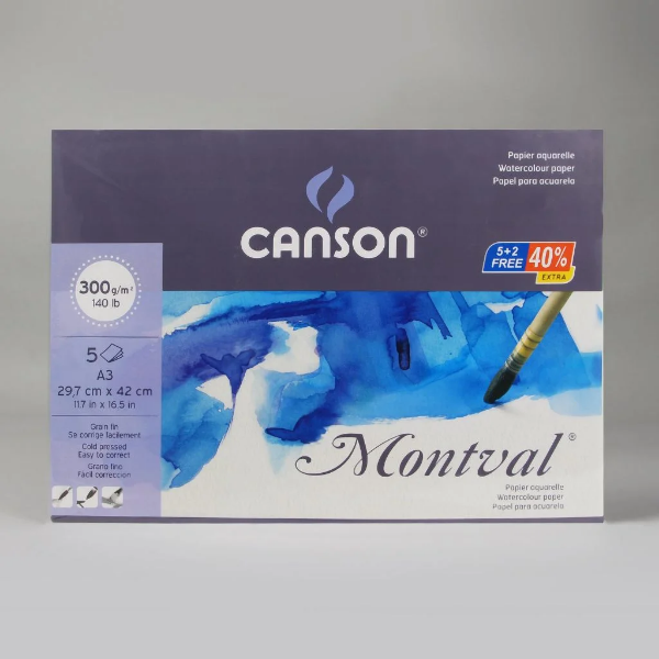 Picture of Canson Montval Polypack 300 gsm A3 size -Pack of 5 Sheets
